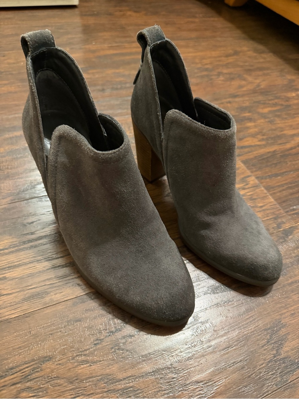 Vince Camuto Charcoal Suede Block Heel Ankle Booties